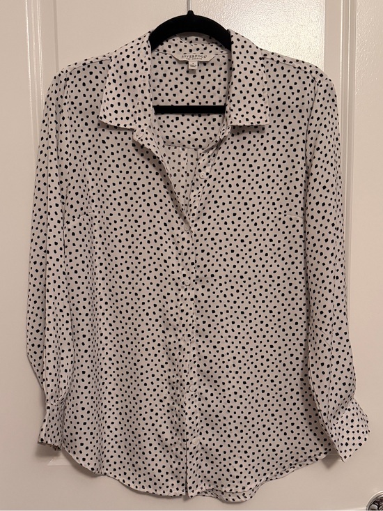Liverpool Tops - Liverpool White Button-Down Shirt with Black Polka Dots